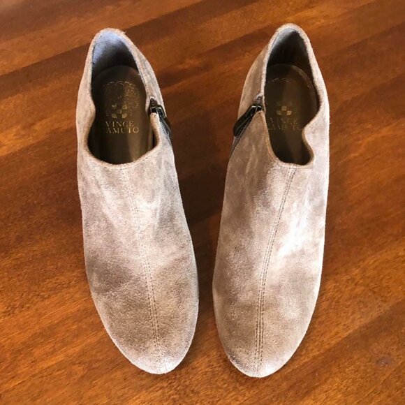 Cute Vince Camuto Suede Sand Colour Block Wedge Ankle-Boot Shoe - Picture 6 of 12